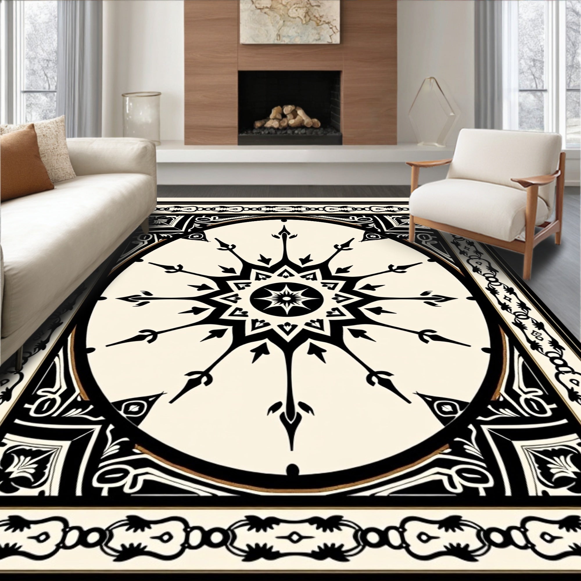 Mandala With Ornate Border Design Rug