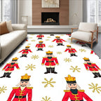 Nutcracker Soldiers Gold Snowflake Pattern Rug