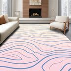 Abstract Wavy Blue Pink Pattern Rug