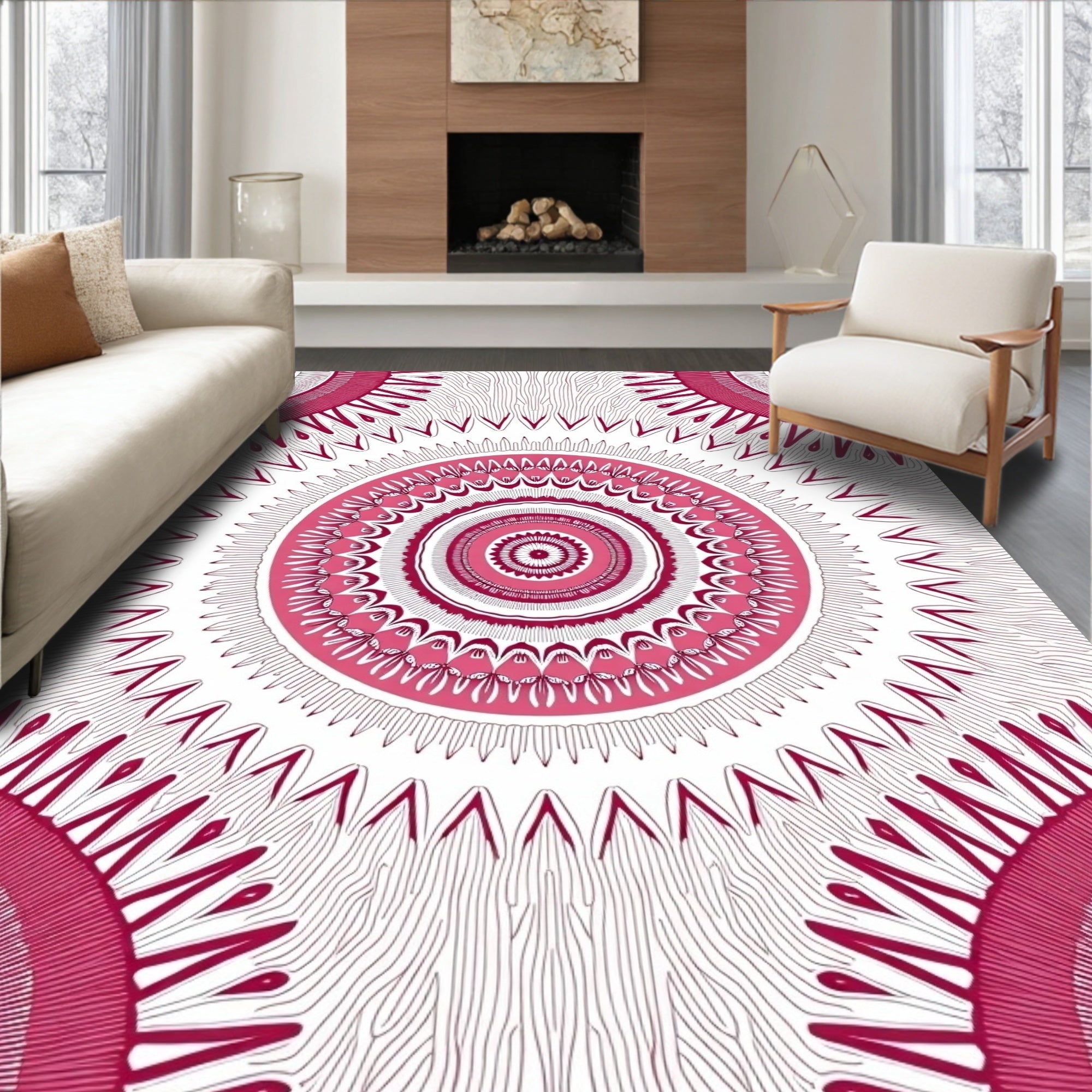 Radiant Pink Mandala Pattern Rug