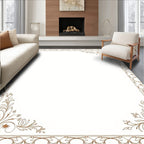 Elegant Brown Floral Vine Frame Design Rug