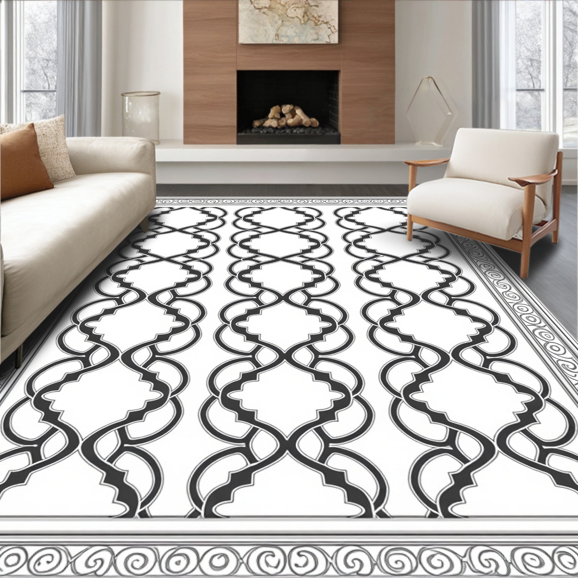 Interwoven Lattice Classic Patterned Rug