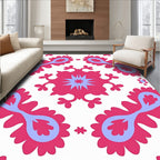 Pink Blue Floral Medallion Pattern Rug