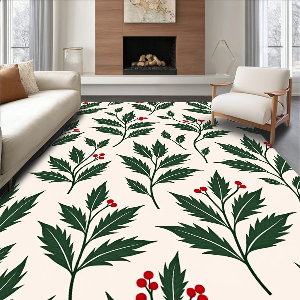 Foliage Berry Patterned Design Rug
