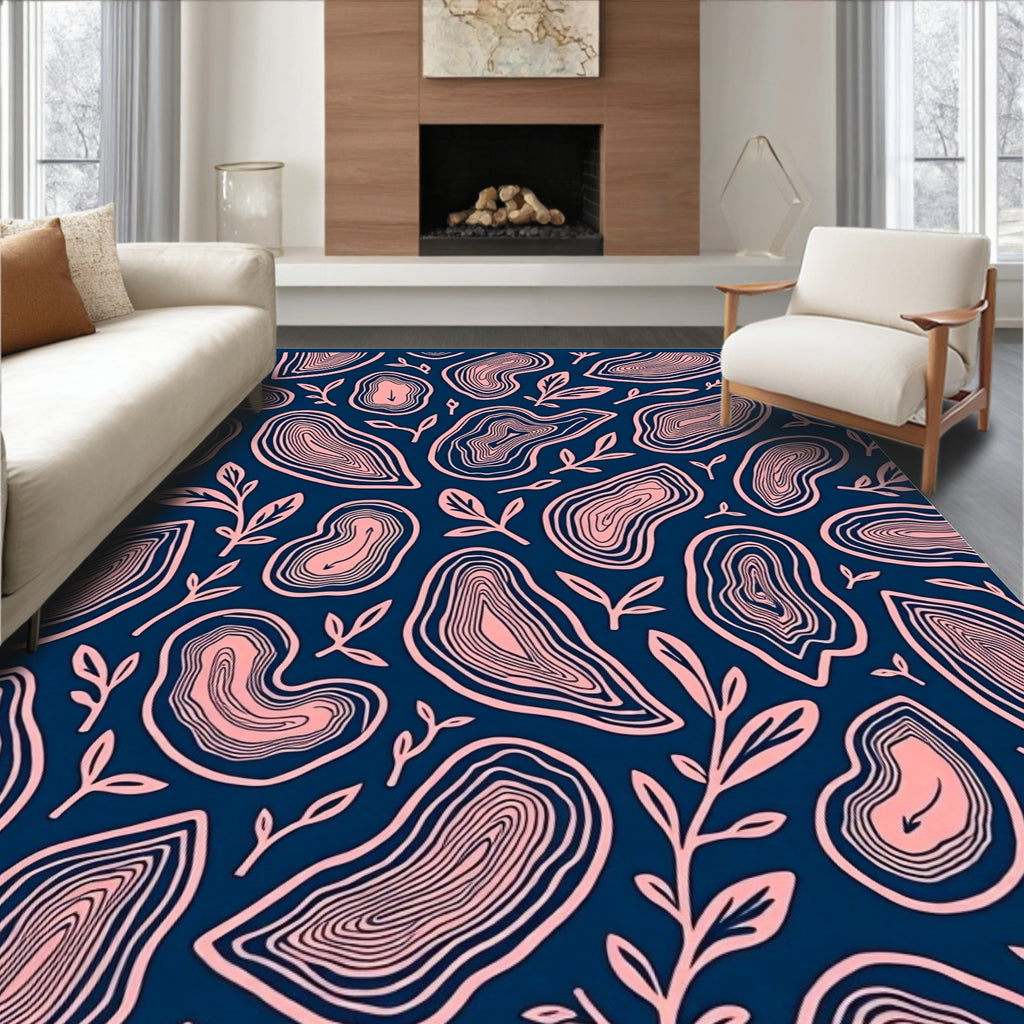 Abstract Organic Wood Grain Lines Rug