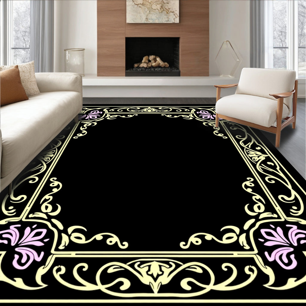 Elegant Floral Border Design Rug