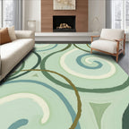 Abstract Swirls On Aqua Ground Rug