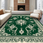 Elegant Floral Swirls Bordered Rug