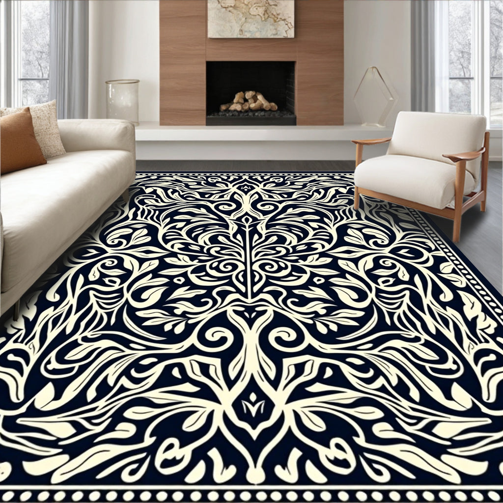 Elaborate Floral Symmetry Design Rug