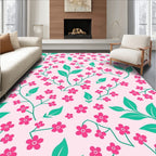 Pink Floral Nature Pattern Rug