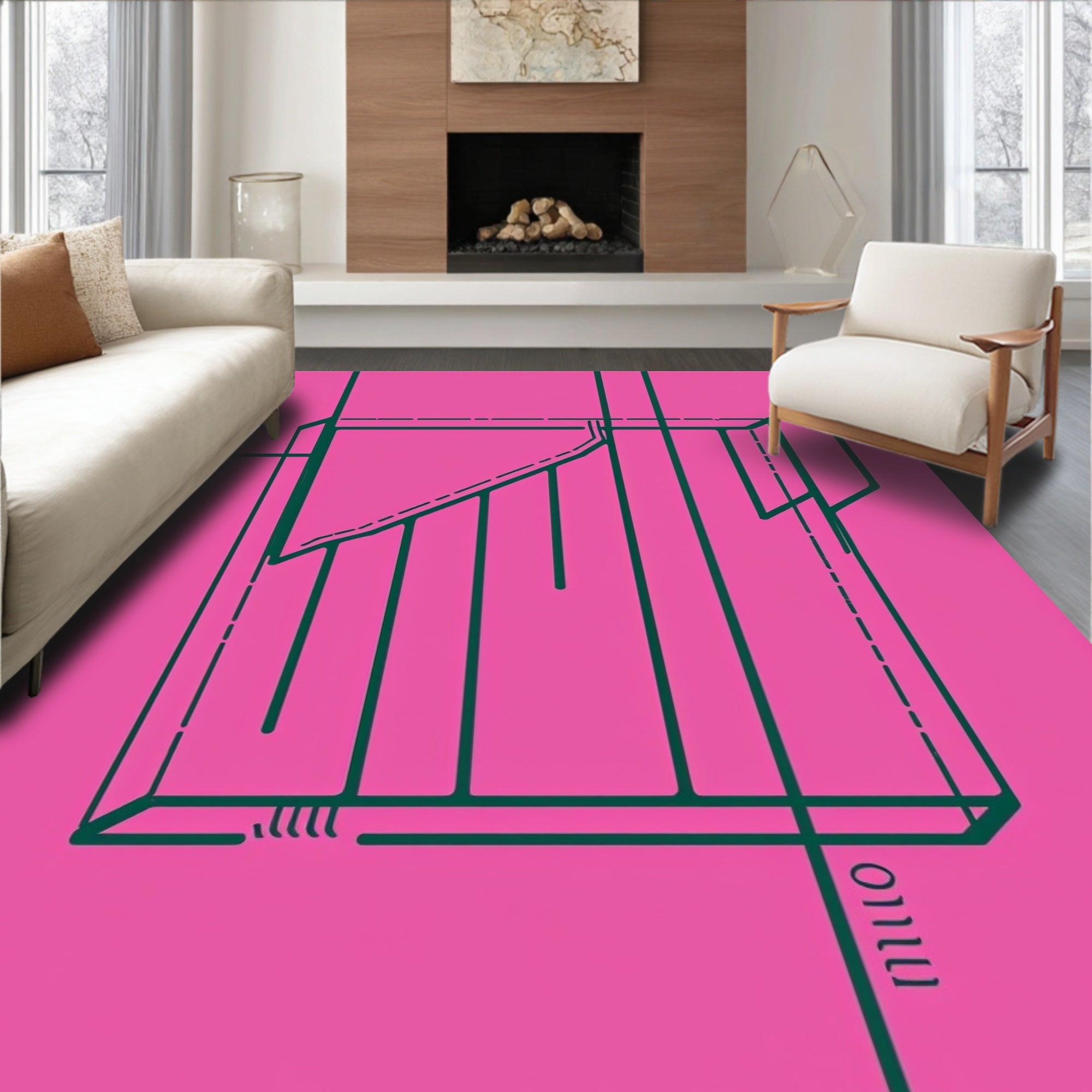 Abstract Geometric Line Pattern Rug