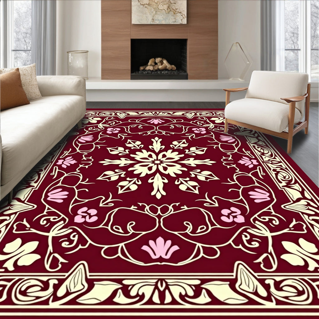 Ornate Floral Scrollwork Pattern Rug