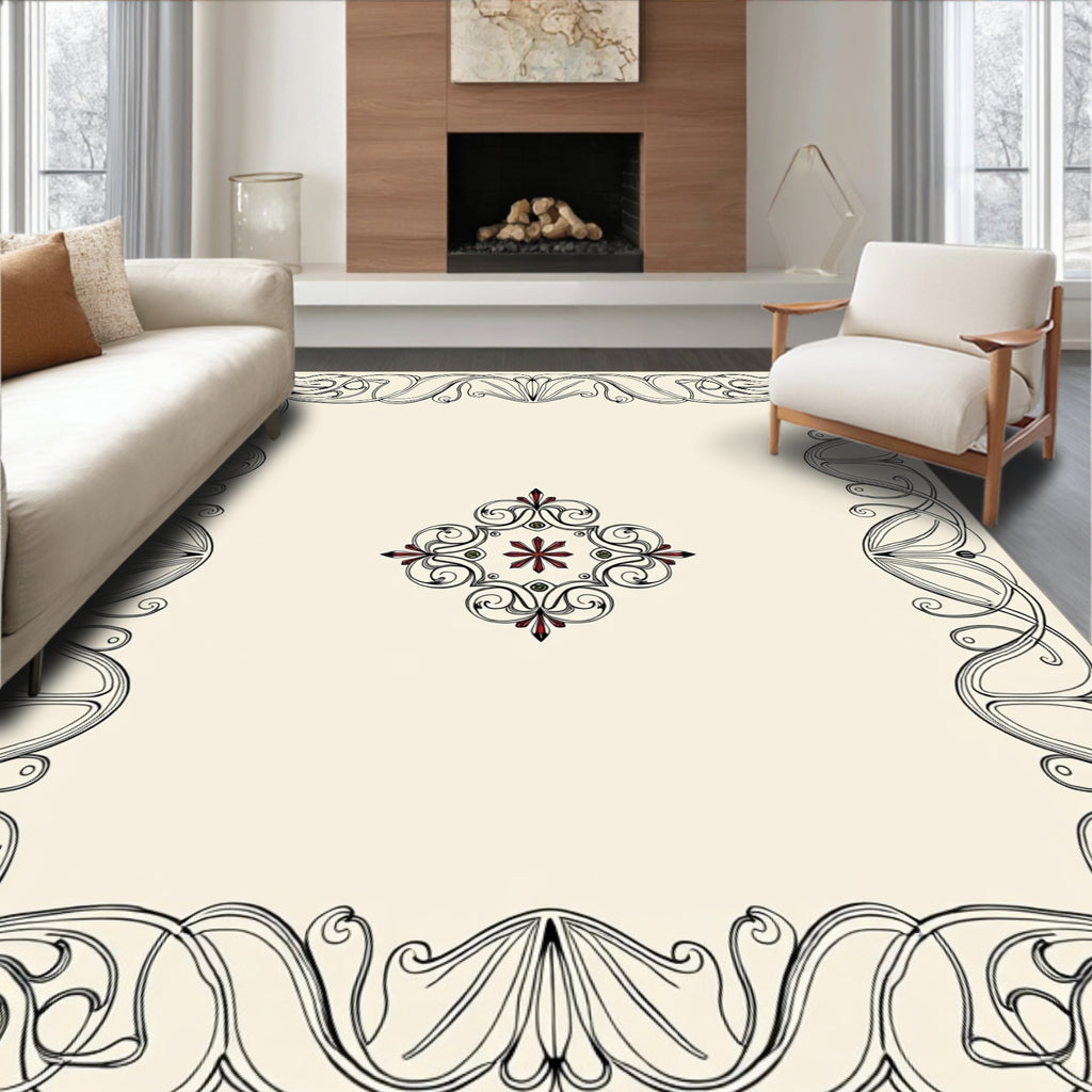Art Nouveau Floral Border Design Rug