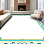 Ornamental Teal Gold Border Rug