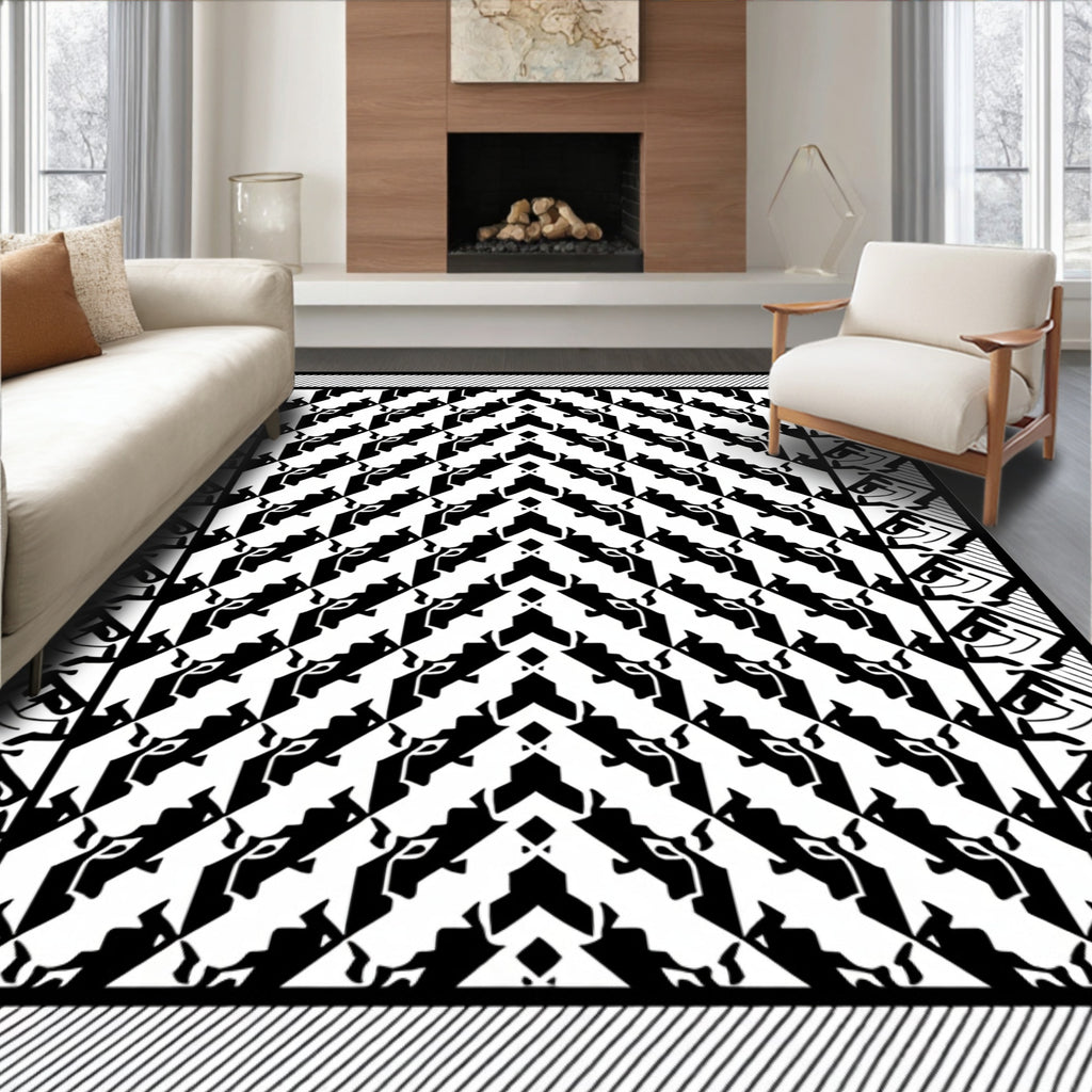 Graphic Arrowhead and Border Design Rug