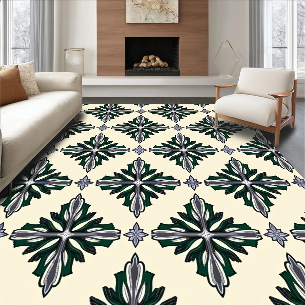 Classic Floral Diamond Pattern Rug
