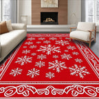 Red Snowflake Pattern Rug