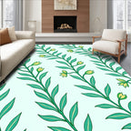 Green Vine With Yellow Blossom Pattern Rug