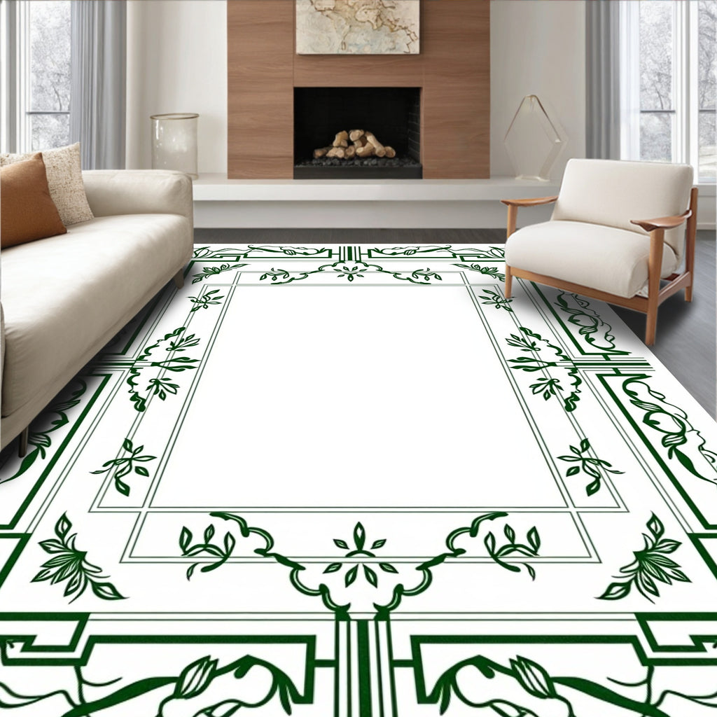 Art Nouveau Floral Geometric Frame Design Rug