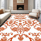 Ornate Red Floral Damask Pattern Rug