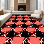 Abstract Coral Black Geometric Pattern Rug