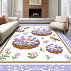 Whimsical Birds And Floral Nests Rug
