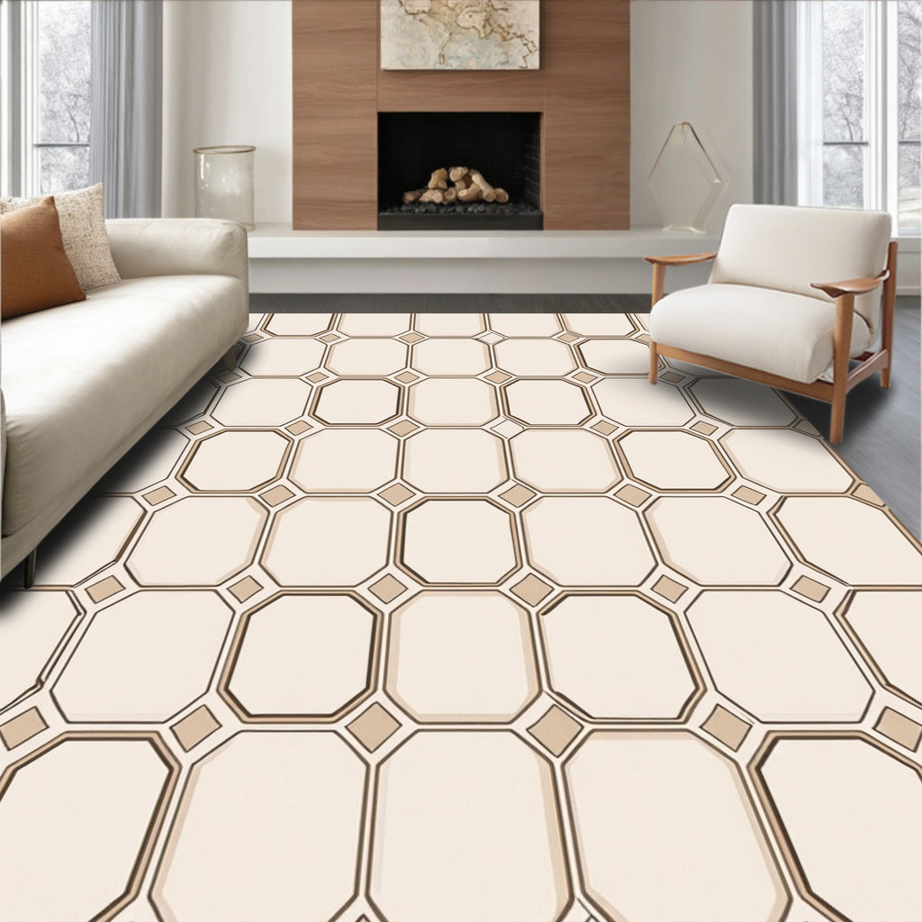 Classic Octagon Square Pattern Rug