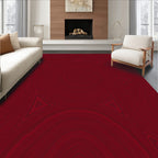 Deep Red Swirling Triangles Pattern Rug