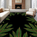 Green Frond Tropical Frame Rug