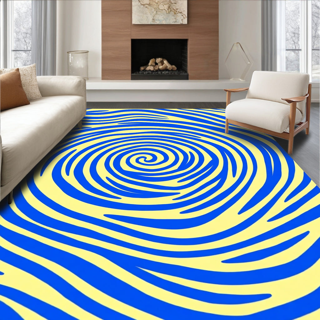 Blue Swirl Abstract Pattern Rug