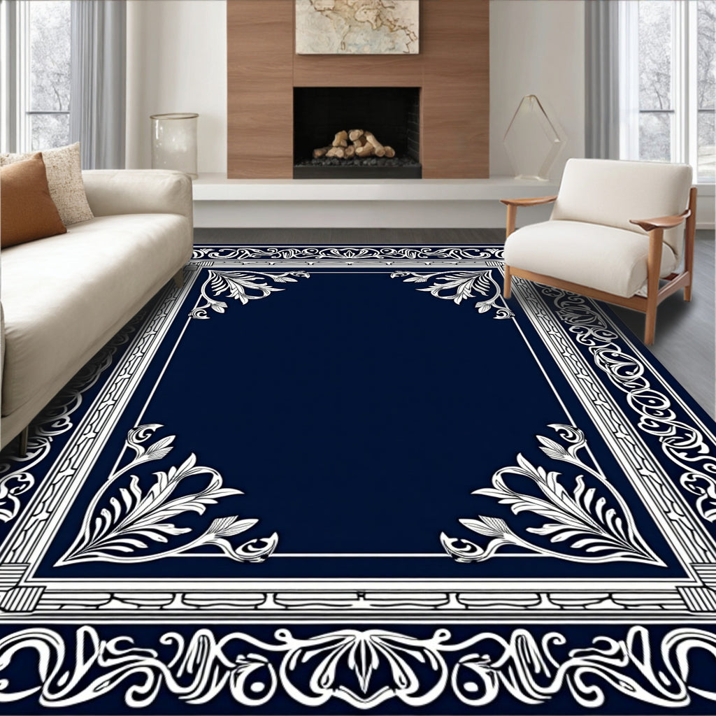 Elegant Floral Border Classic Design Rug
