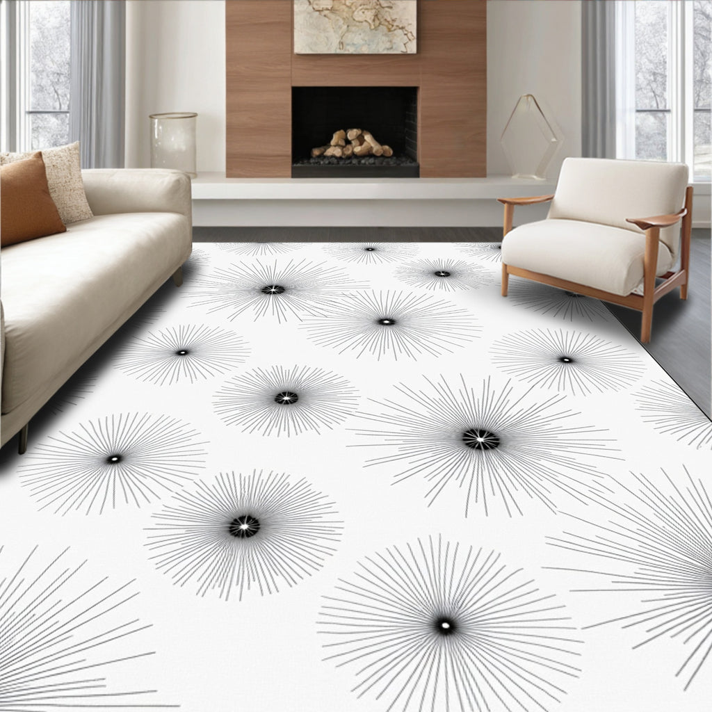 Modern Dandelion Burst Pattern Rug