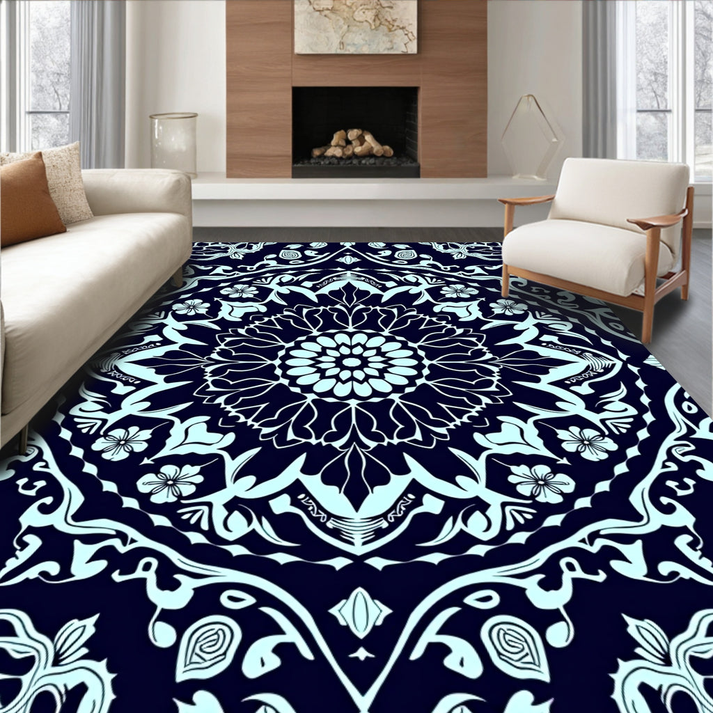 Elegant Mandala Floral Pattern Rug