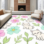 Cute Kittens and Flowers Pattern Rug