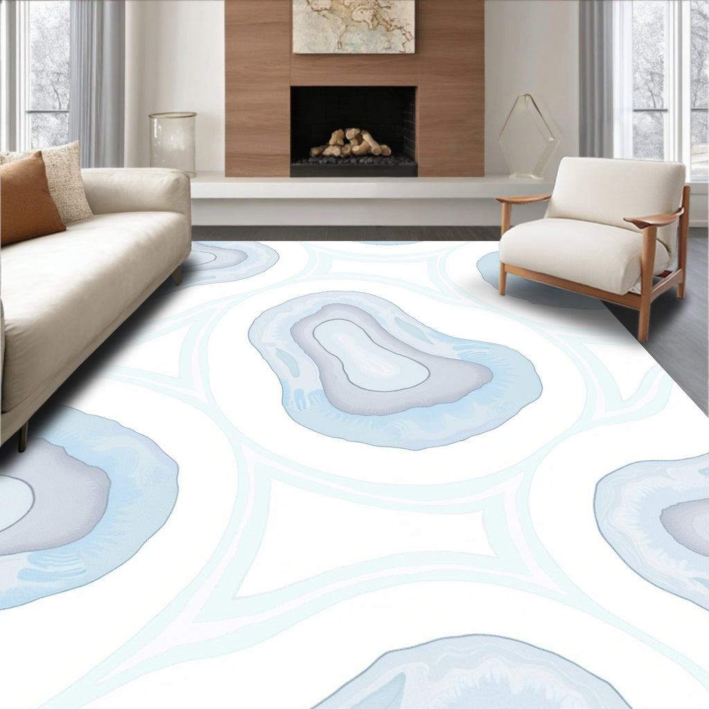 Abstract Agate Pattern Blue Rug