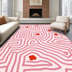 Pink Maze With Red Accents Rug