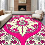 Vibrant Pink Floral Mandala Design Rug