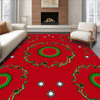 Red Floral Pattern Mandala Design Rug
