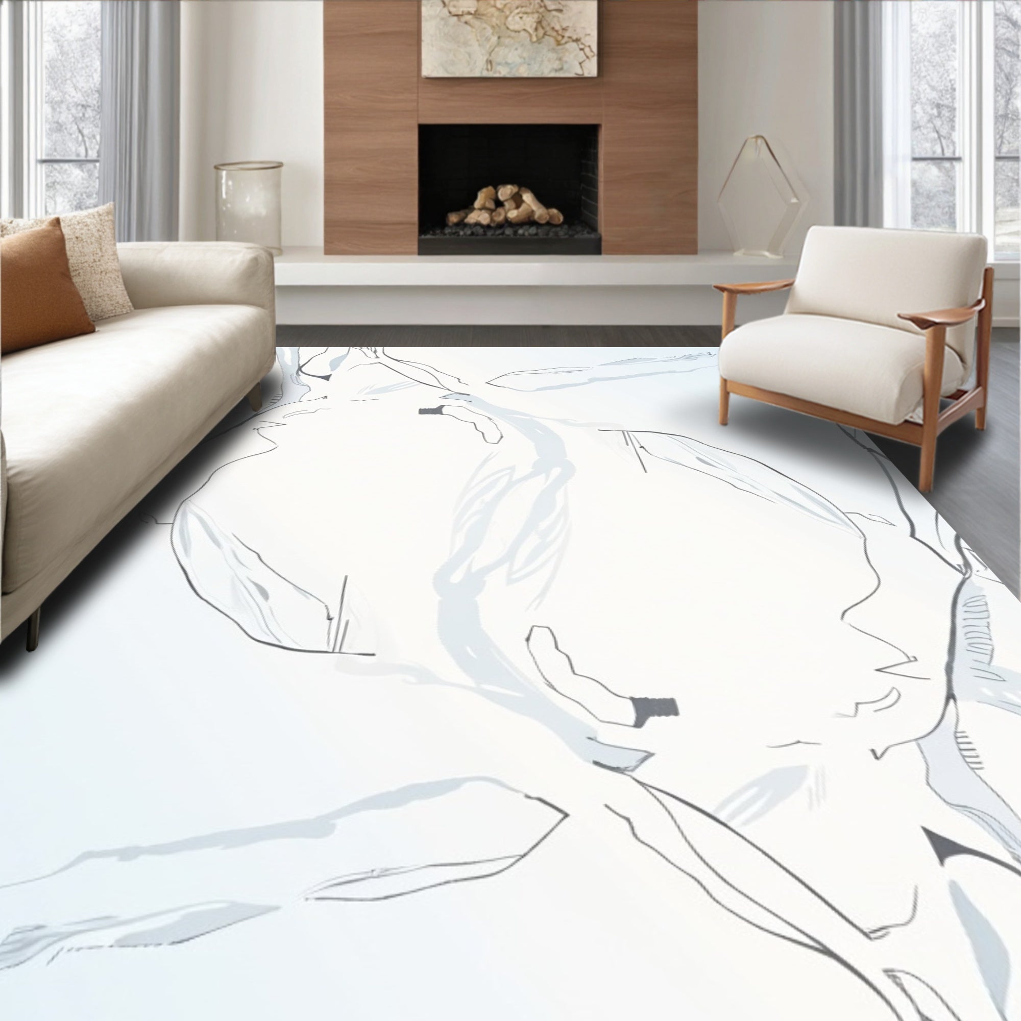 Abstract Figure Outline Design Rug