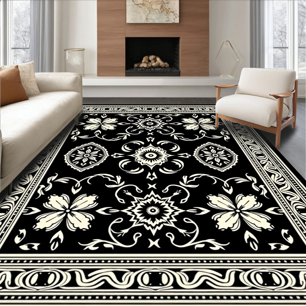 Classic Floral Medallion Contrast Design Rug
