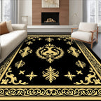 Elegant Gold Crest Floral Rug