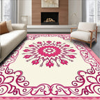 Pink Floral Medallion Frame Design Rug
