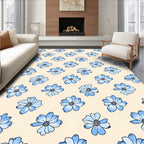 Light Blue Floral Sketch Pattern Rug