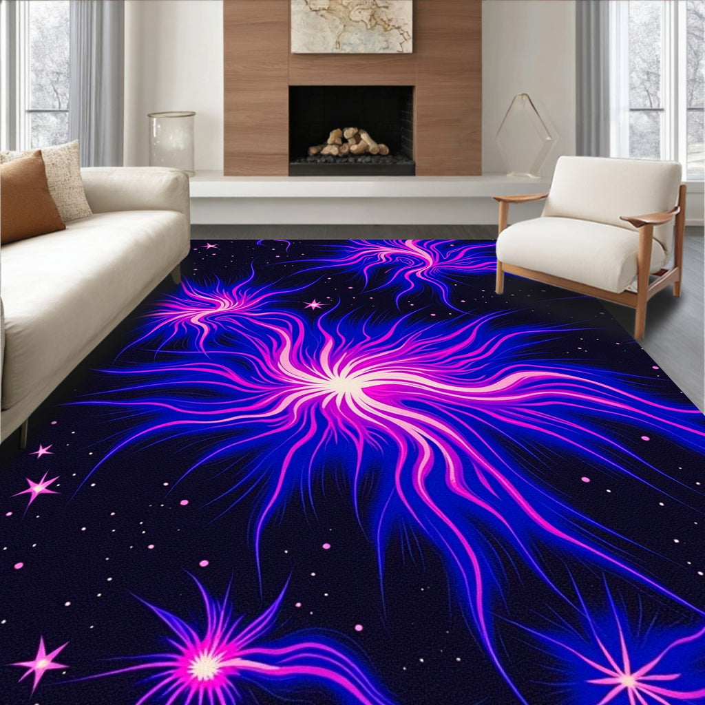 Vibrant Neon Starburst Pattern Rug