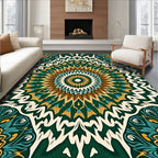 Green And Gold Mandala Pattern Rug