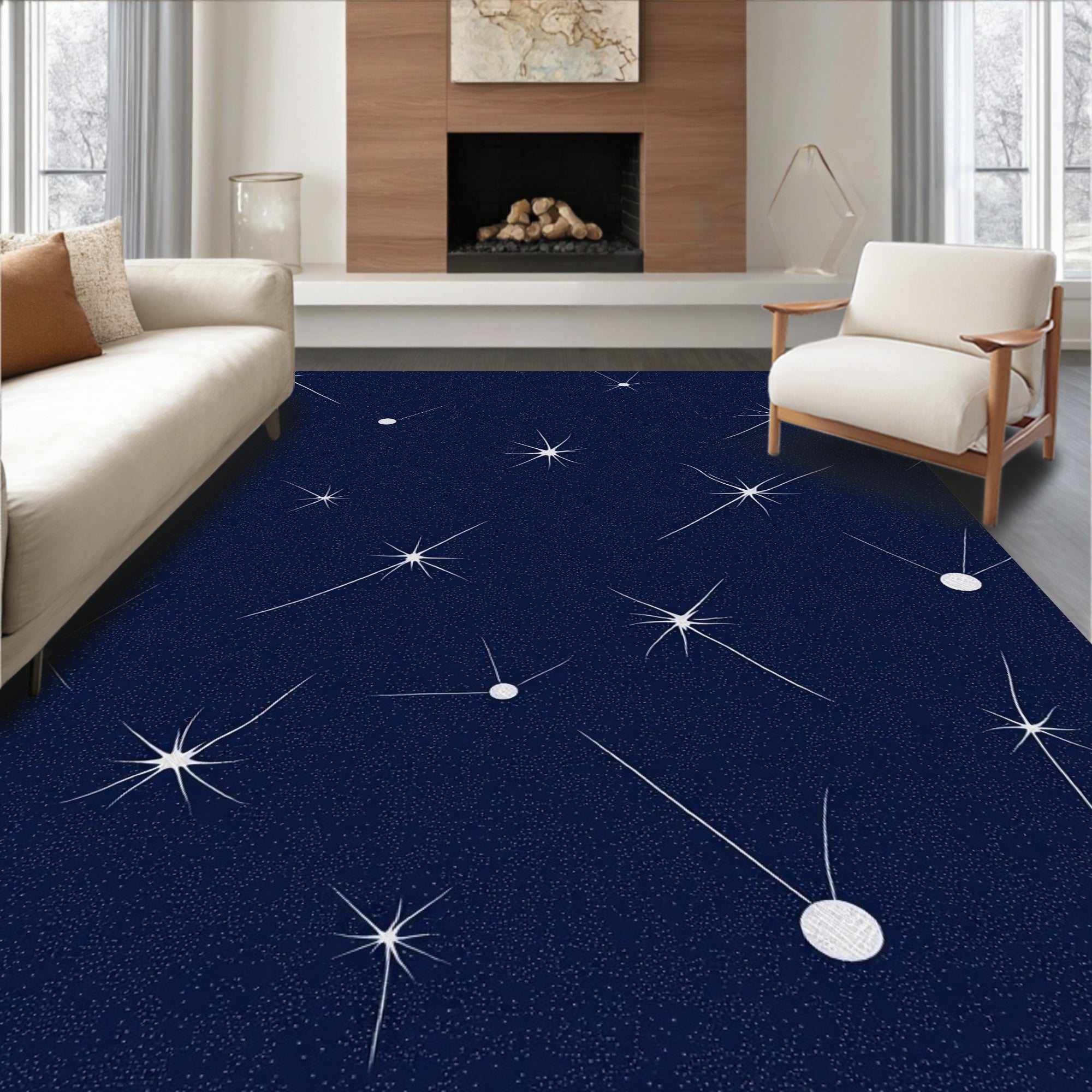 Starburst And Dots Pattern Rug