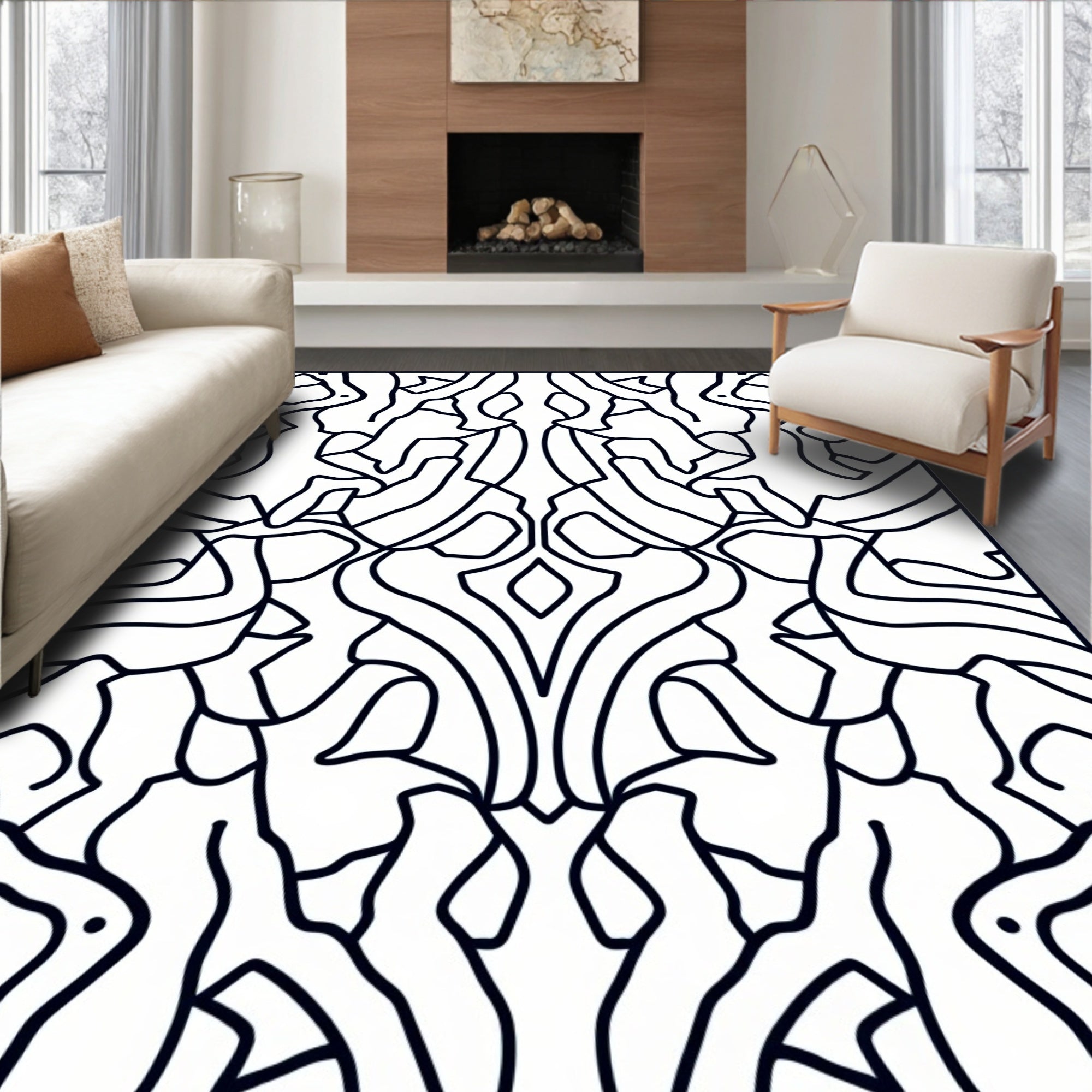 Organic Flow Symmetry Pattern Rug