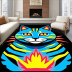 Pop Art Blue Yellow Cat Design Rug