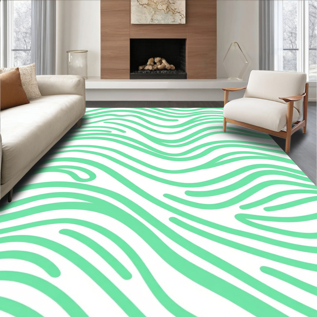 Mint Wave Organic Texture Rug