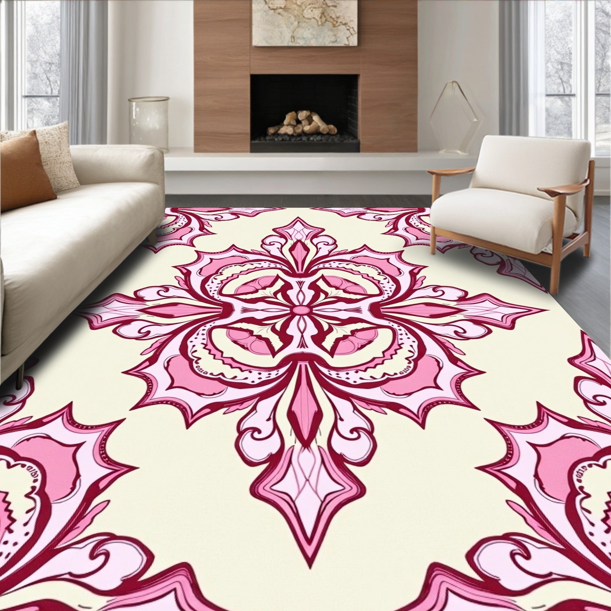 Elegant Rose Petal Motif Design Rug